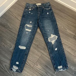 Garage mom jean - size 0 - ripped, medium wash - barely worn, like new condition